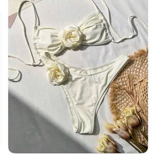 White Floral Bikini Set